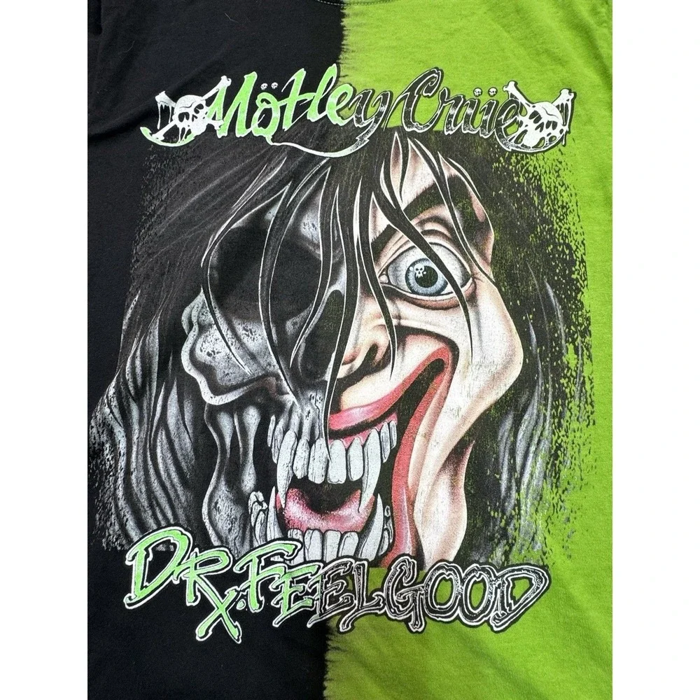 Motley Crue T-Shirt Mens Med. Dr Feelgood Split Dye Graphic Print Skater Grunge‎
